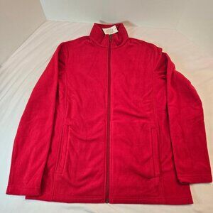 LANDS' END Women's Anyweather Fleece Full Zip Up Jacket  Sz: M Red